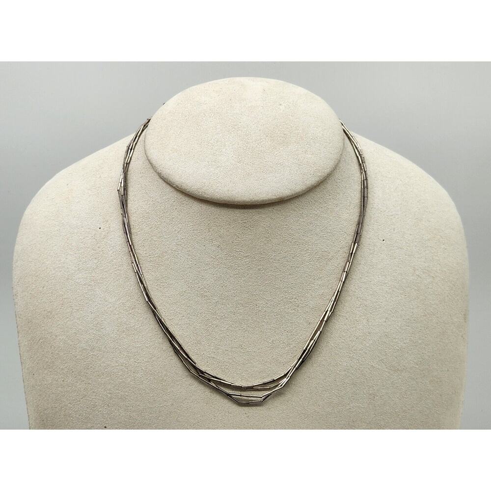 Sterling Silver Multi Strand Liquid Silver Necklace 17"